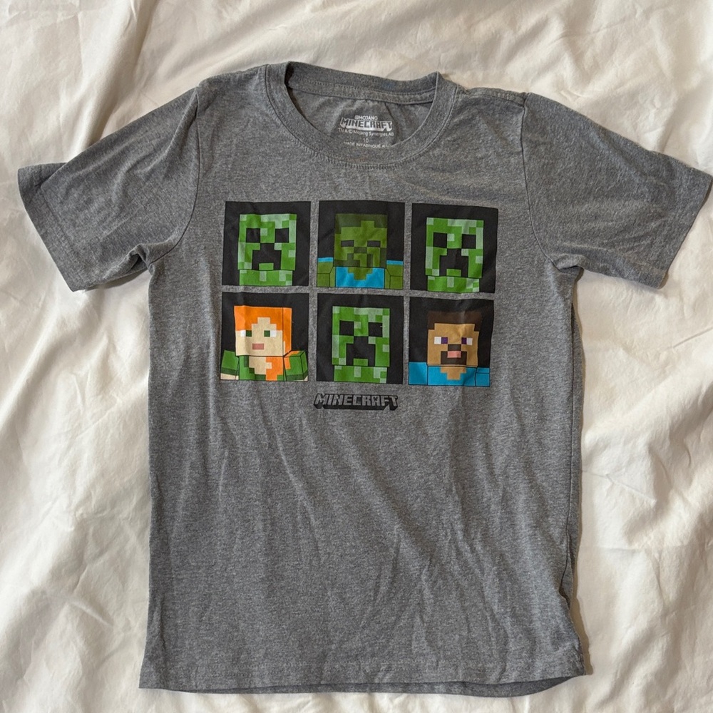 Minecraft Creeper Kids Gray T-Shirt